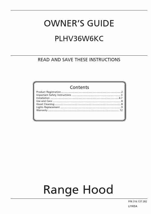 Frigidaire Ventilation Hood PLHV36W6KC-page_pdf